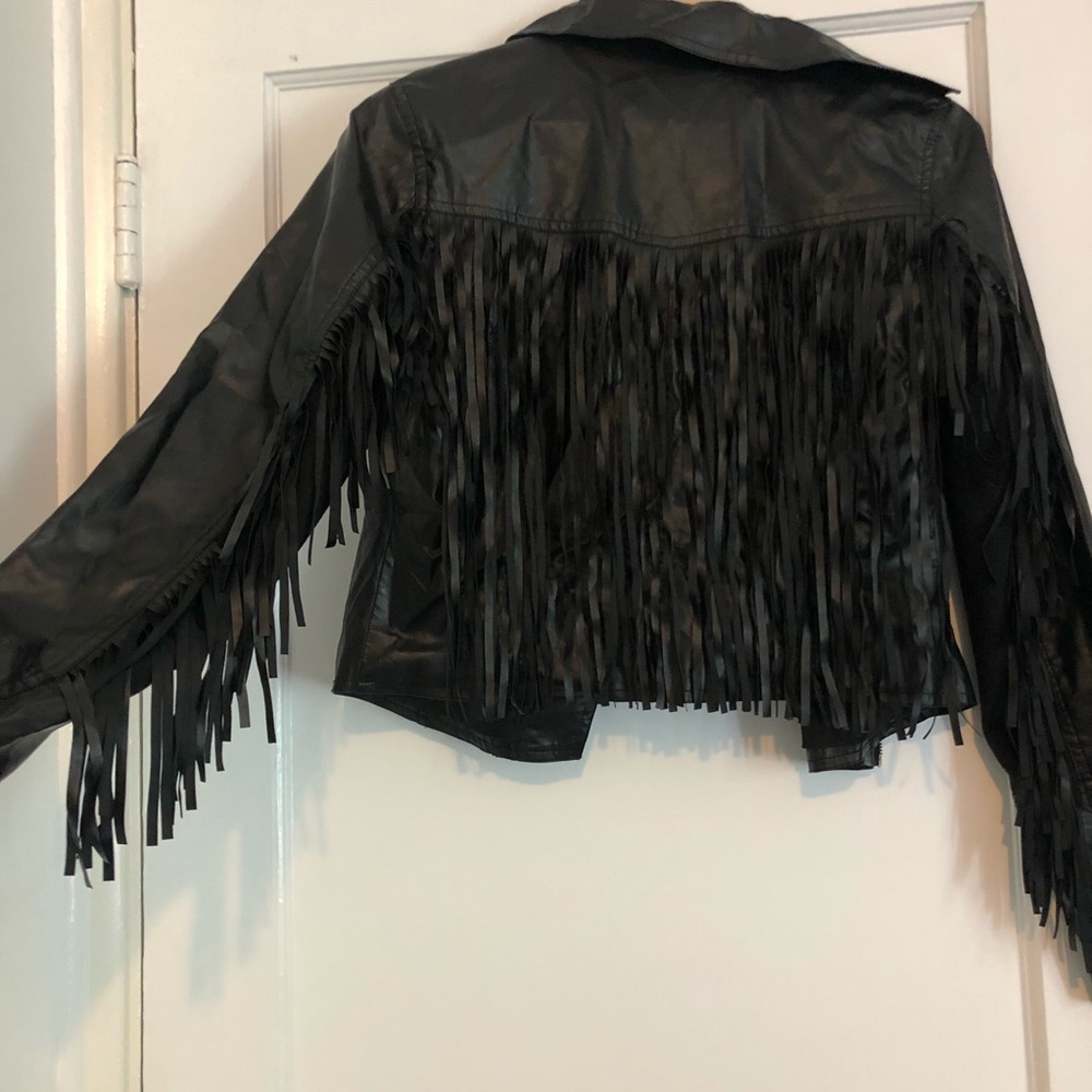 Faux Leather Fringe Moro Jacket
